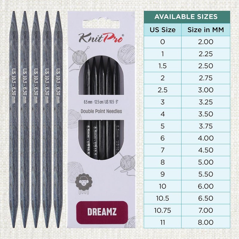 Knit Pro Dreamz Double Pointed Needles 5" (12.5cm) | US Size 10.5 (6.5mm) - Image 3